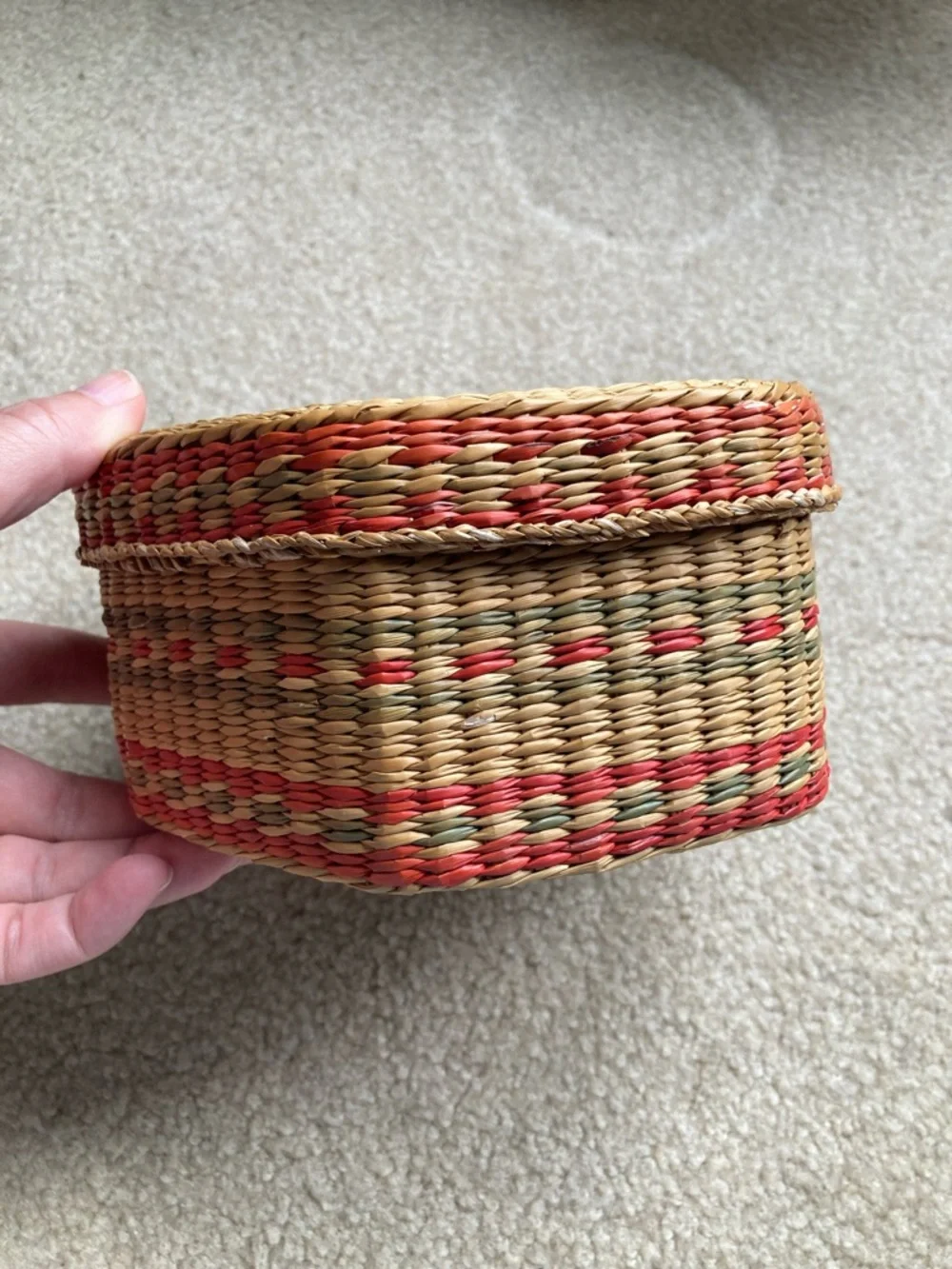 Handwoven Sweetgrass Hexagon Decorative Basket
